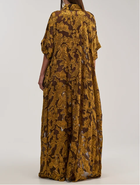 Oversized Sheer Floral Maxi Shirt Dress