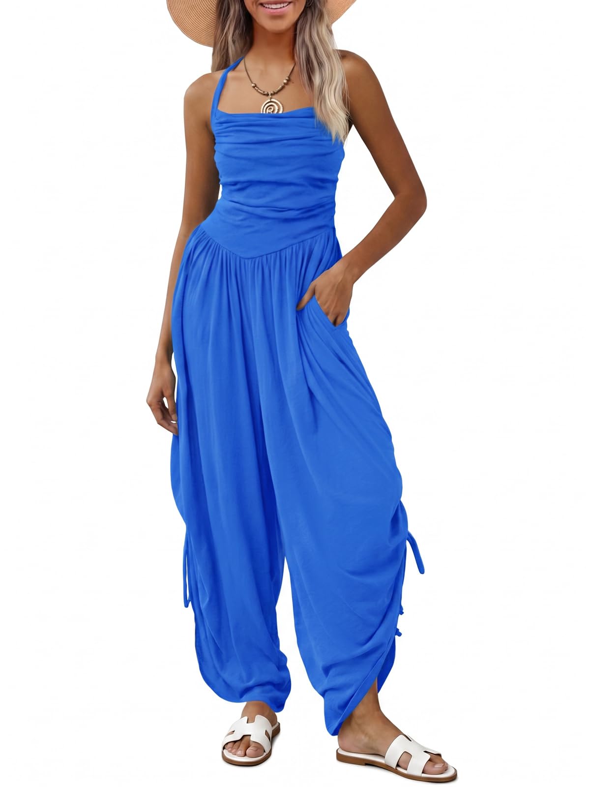Halter Backless Barrel Wide Leg Jumpsuit
