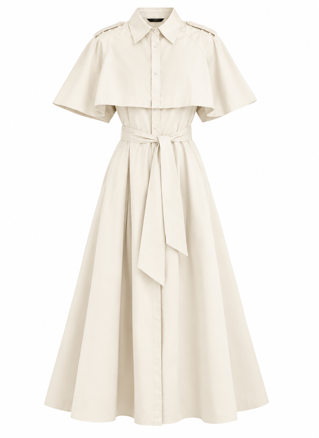Cape-style Mid-length Coat-dress