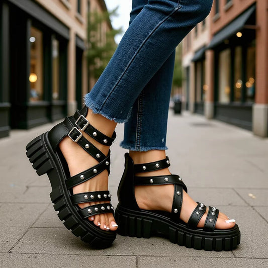 Studded Chunky Platform Sandals