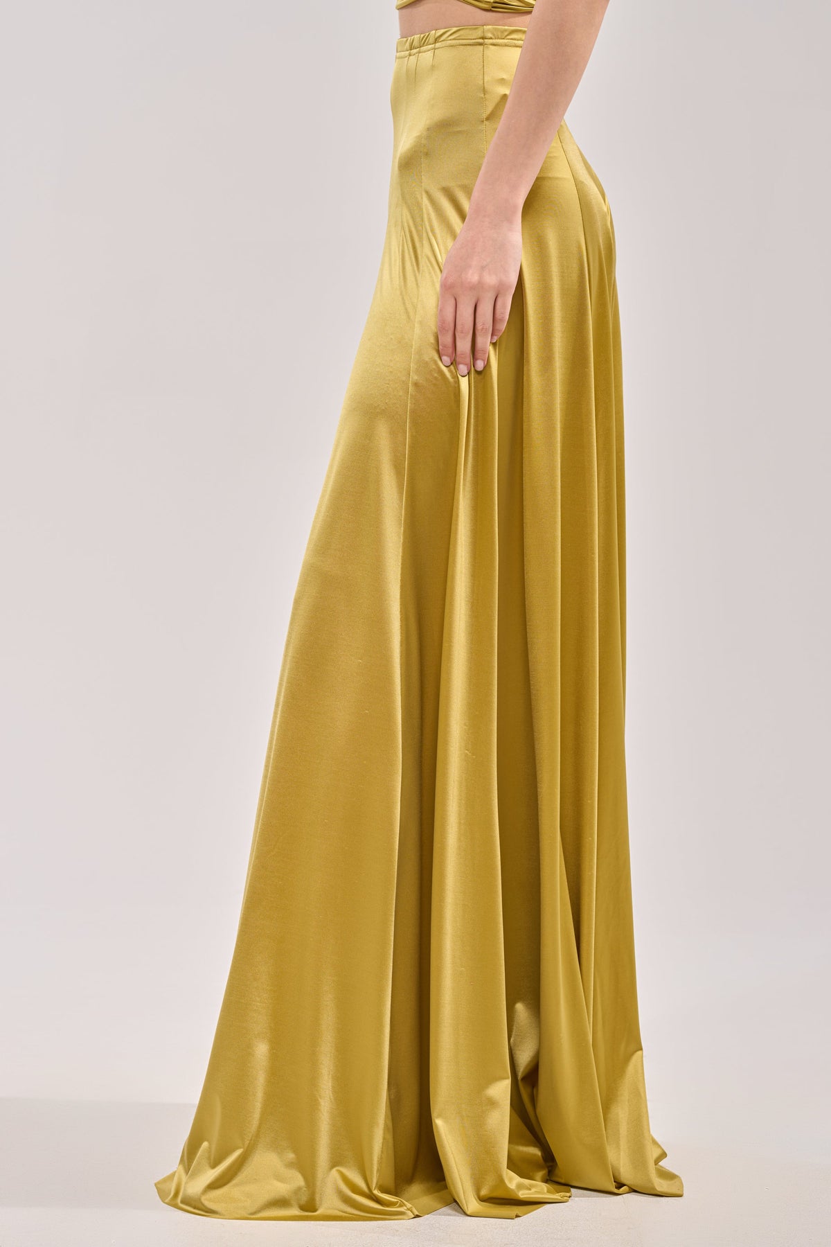 Gilded Halter Satin Wide-Leg Set