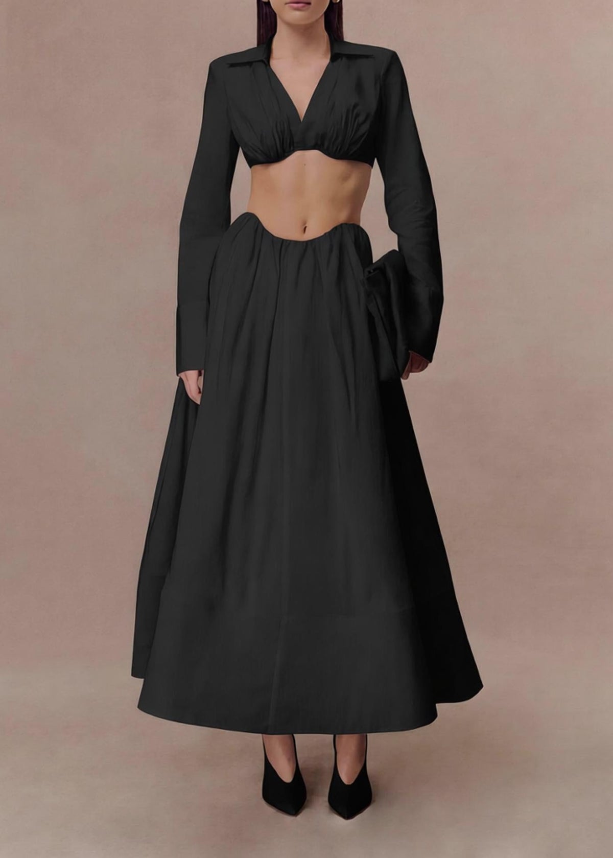 Cropped Backless Two-Piece Set
