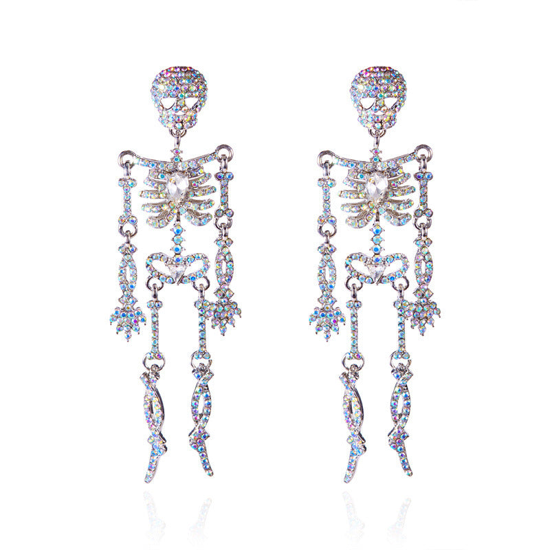Halloween Series Rhinestone Skull Earrings