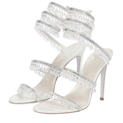 Crystal Rhinestone Wrapped Stiletto Sandals