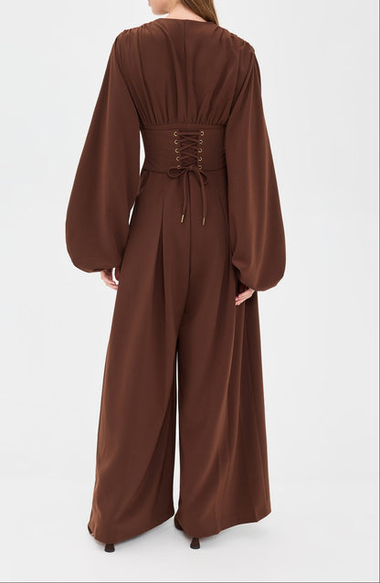 Bubble Sleeve Wide Leg Jumpsuit