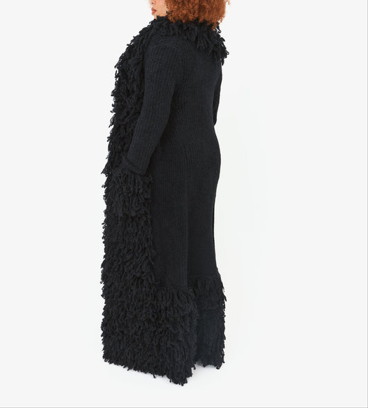 Shaggy Fuzzy Knit Open Front Long Cardigan