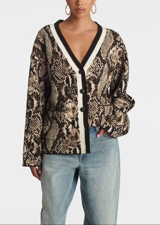 Snake Print Slouchy Cardigan