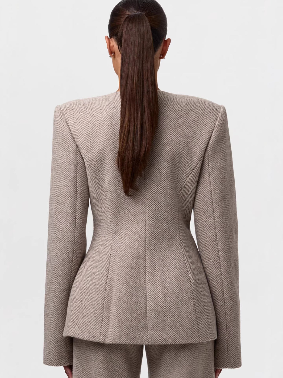 Round Neck Tailored Slim Waist Jacket