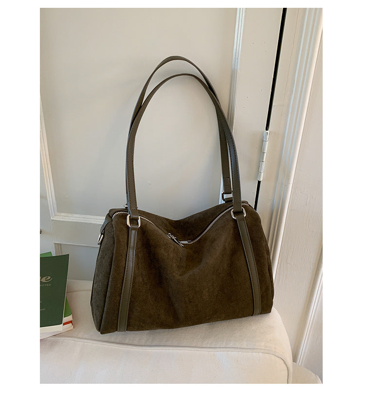 Versatile Suede Large Capacity Shoulder Bag