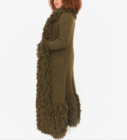 Shaggy Fuzzy Knit Open Front Long Cardigan