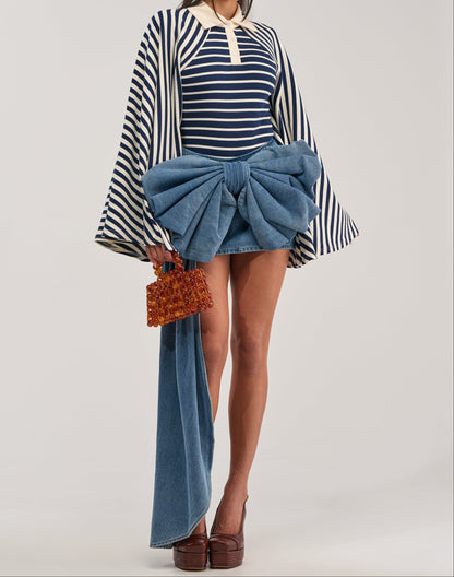 Statement Flare Sleeve Striped Top