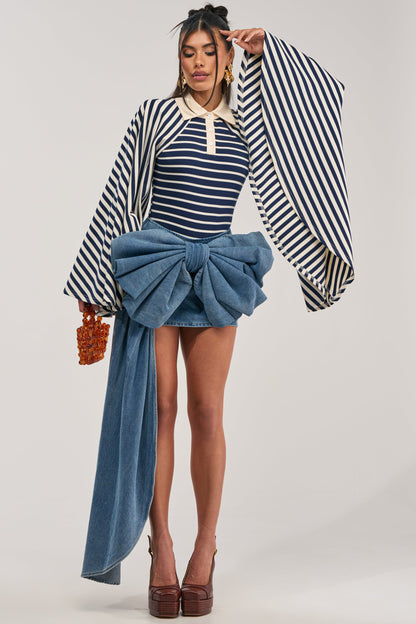 Statement Flare Sleeve Striped Top