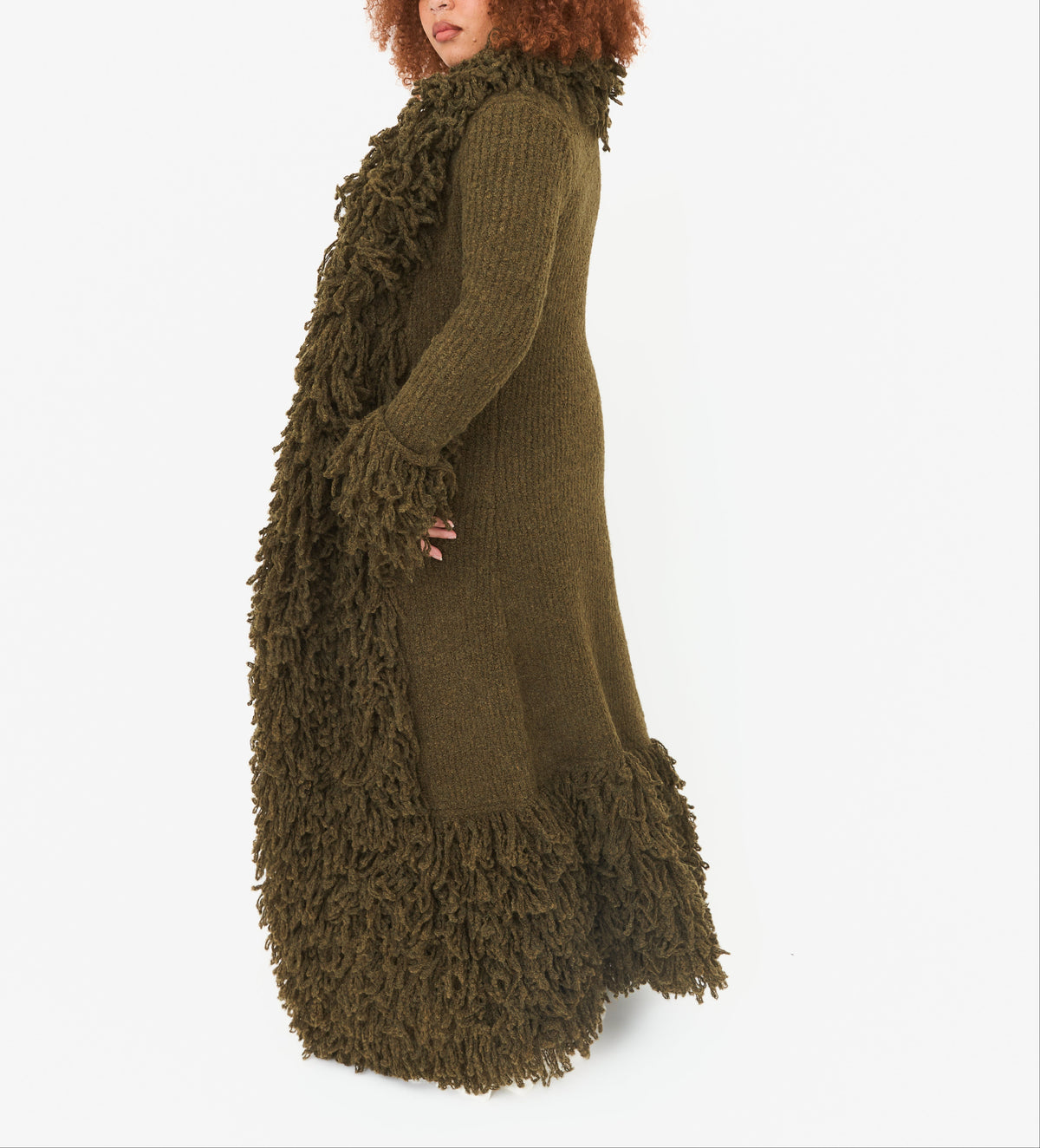 Shaggy Fuzzy Knit Open Front Long Cardigan