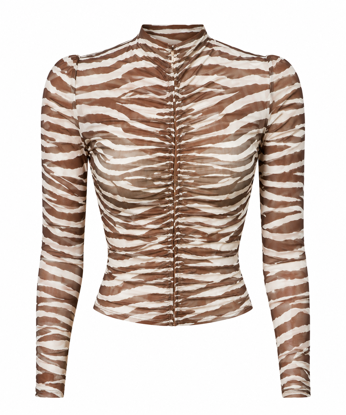 Zebra-print Mesh Top