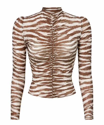 Zebra-print Mesh Top