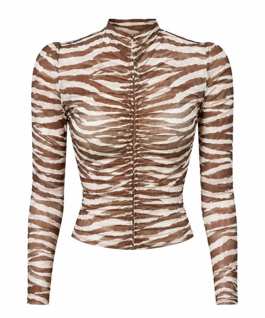 Zebra-print Mesh Top