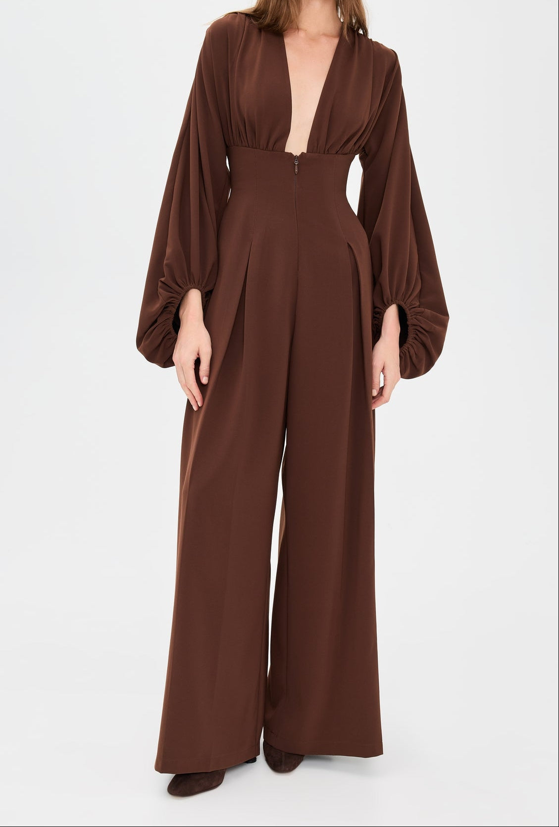 Bubble Sleeve Wide Leg Jumpsuit