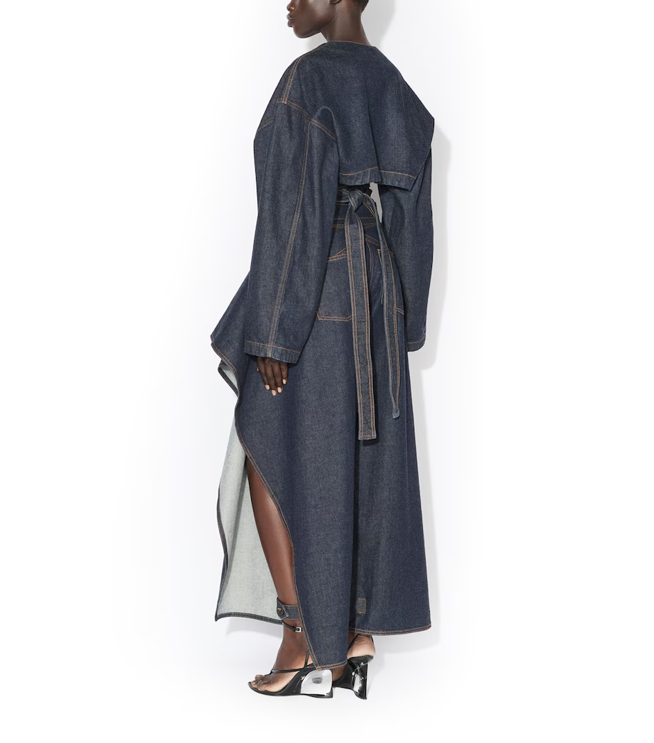 Draped Flap Oversized Wide‑Leg Denim Jeans