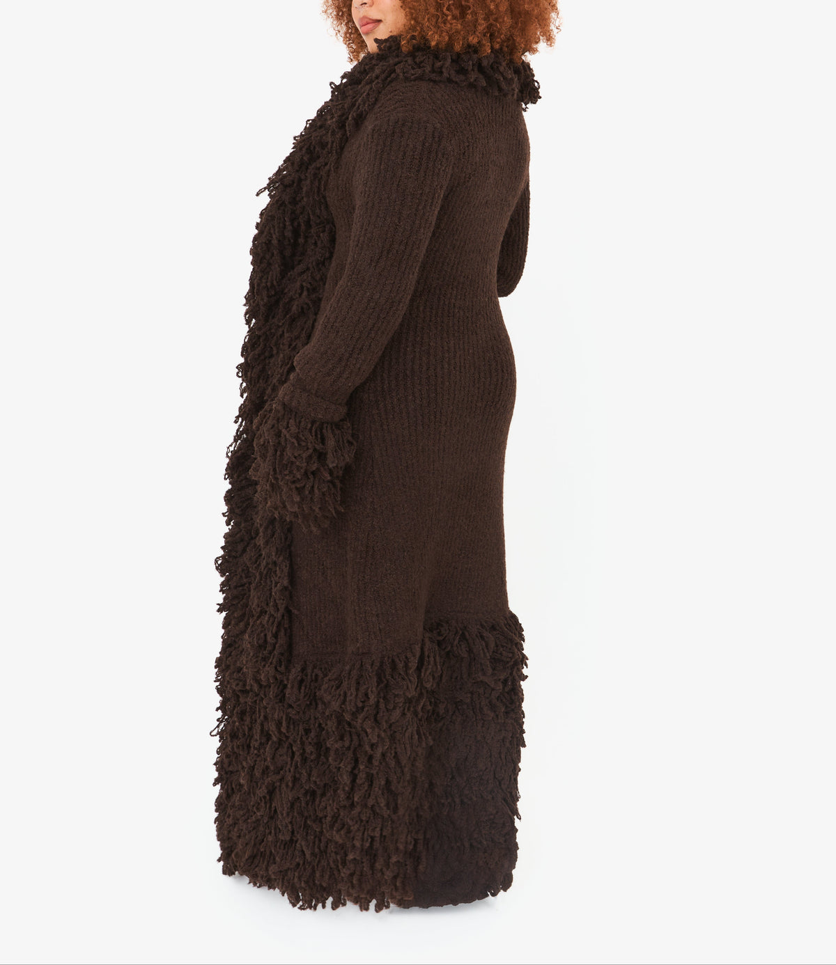 Shaggy Fuzzy Knit Open Front Long Cardigan