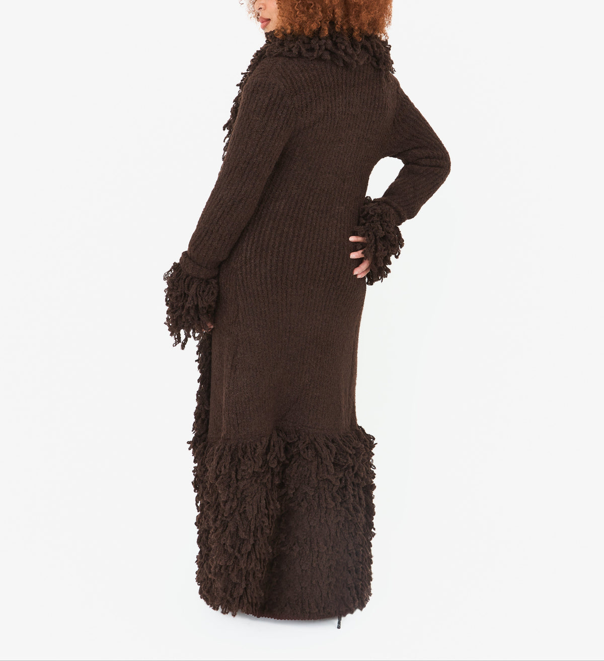 Shaggy Fuzzy Knit Open Front Long Cardigan