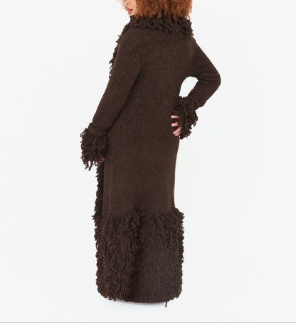 Shaggy Fuzzy Knit Open Front Long Cardigan