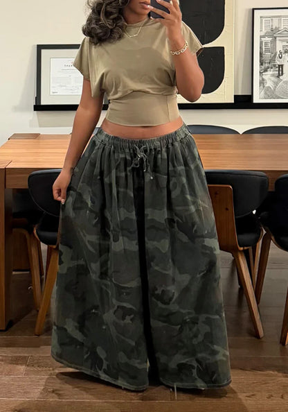 Camouflage Wide-leg Pants