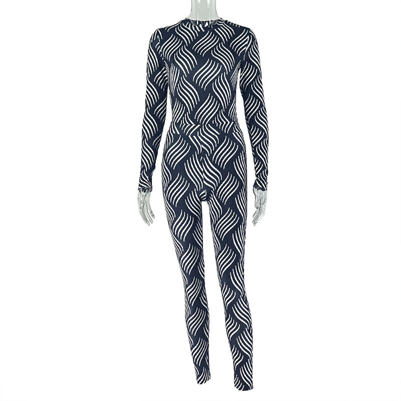 Stylish striped print matching set
