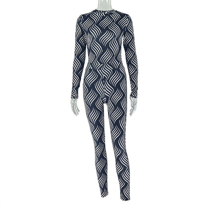 Stylish striped print matching set