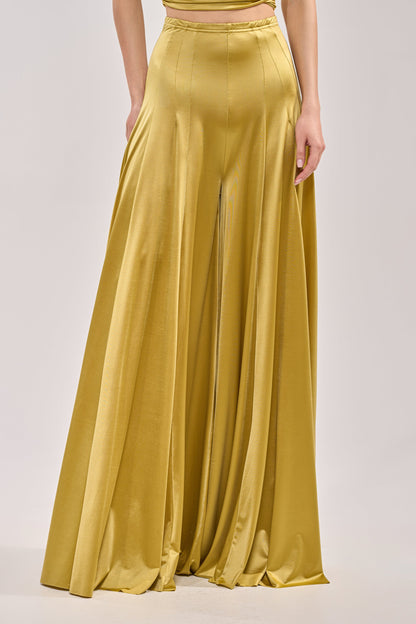 Gilded Halter Satin Wide-Leg Set