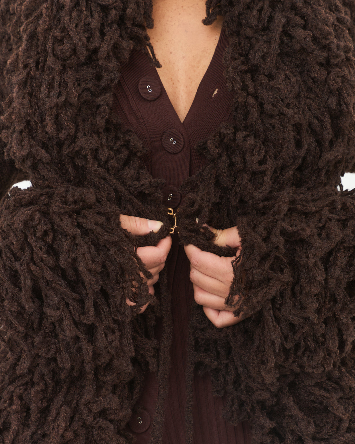 Shaggy Fuzzy Knit Open Front Long Cardigan