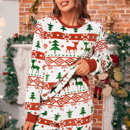 Christmas Printed 2‑Piece Loungewear Pajama Set