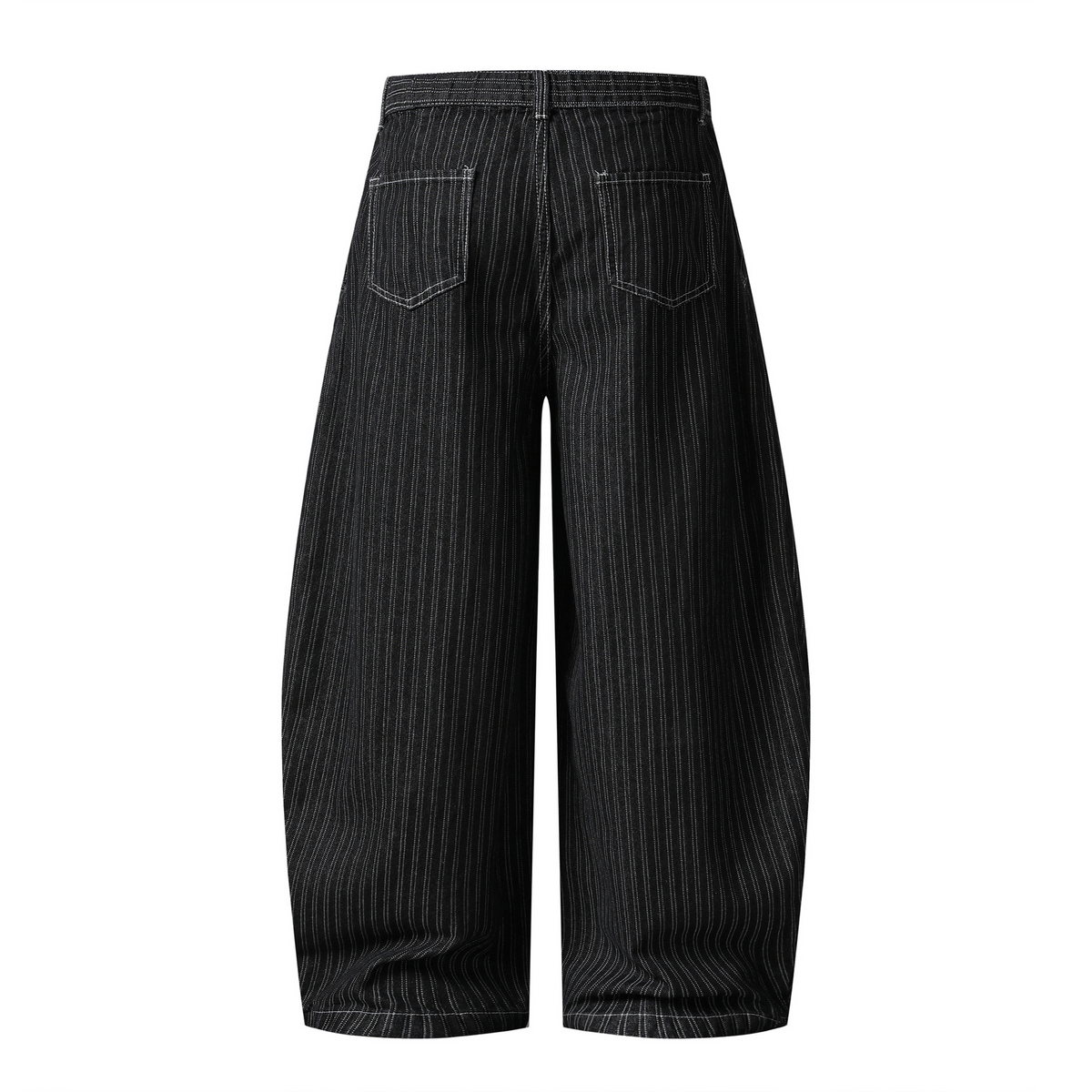 Washed Striped Curved-Seam Trousers