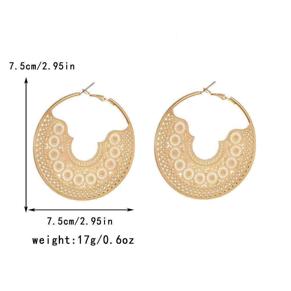 Women's Openwork Circular C-Shaped Earrings