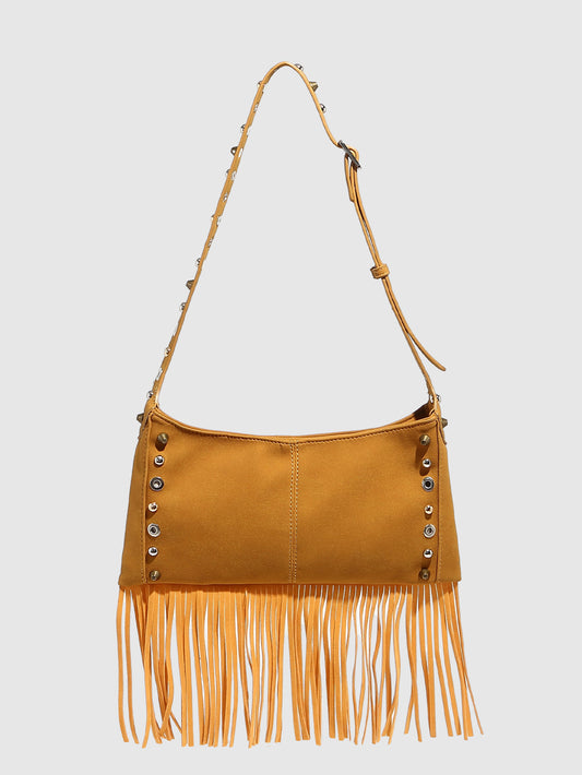 Studded Tassel Shoulder Bag