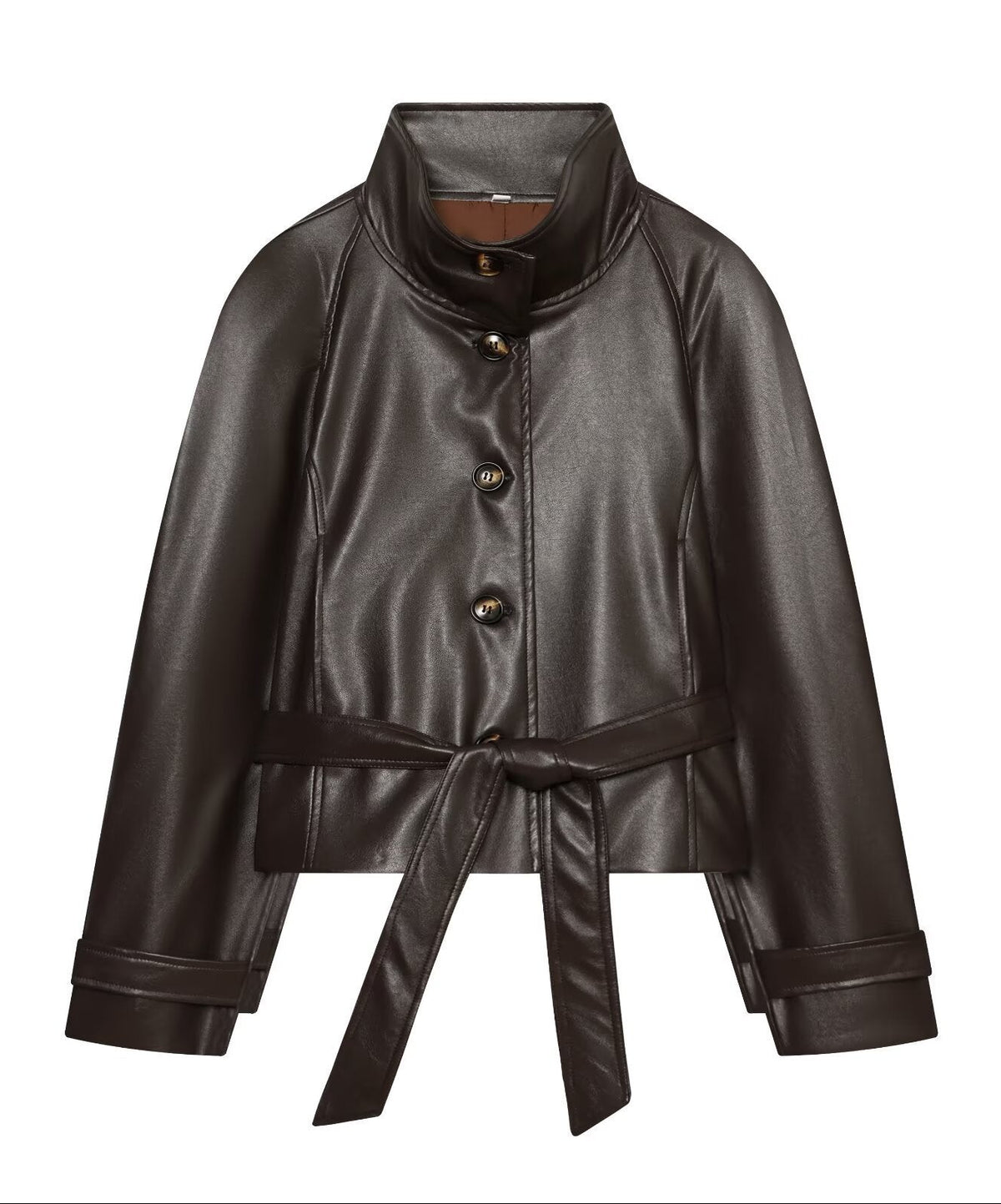 Padded-shoulder Trench-style Jacket