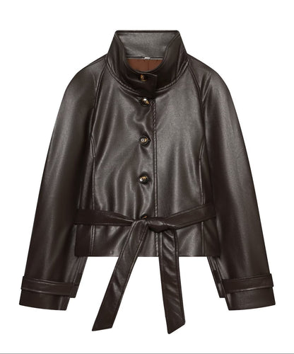 Padded-shoulder Trench-style Jacket