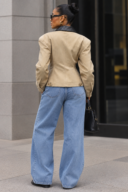 Color-block Cropped Jacket