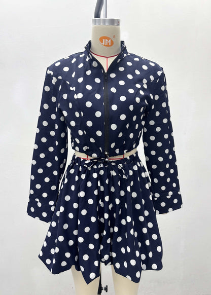 Navy Polka Dot Two-Piece Set