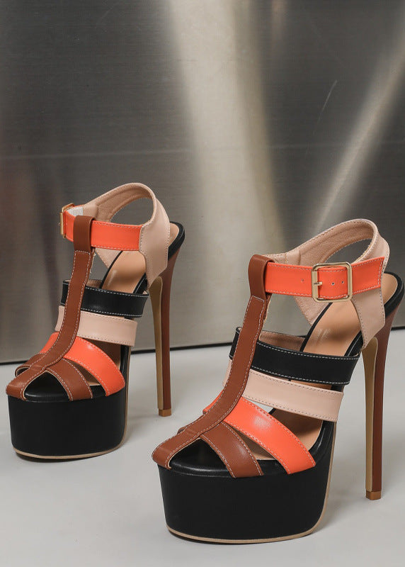 Open-toe Buckle High-heeled Sandals