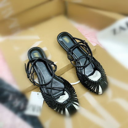 Women's Minimalist Solid-color Flat Cutout Sandals