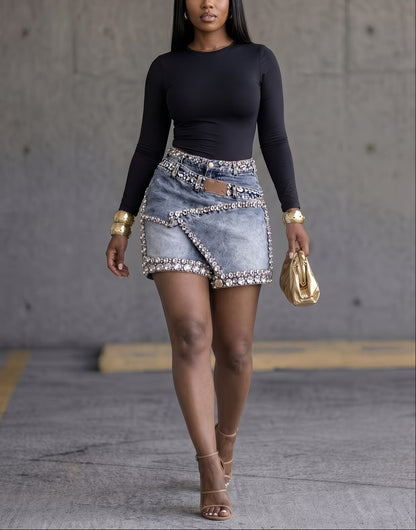 Rhinestone Denim Shorts