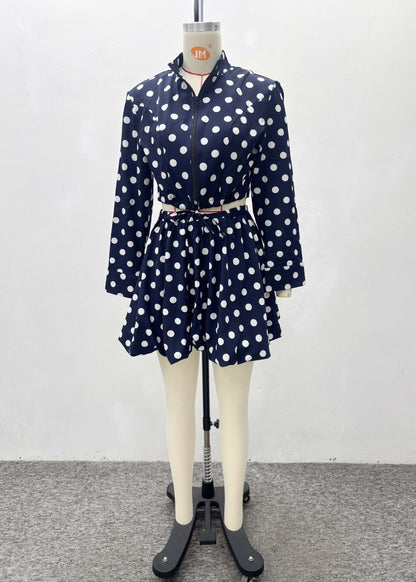 Navy Polka Dot Two-Piece Set