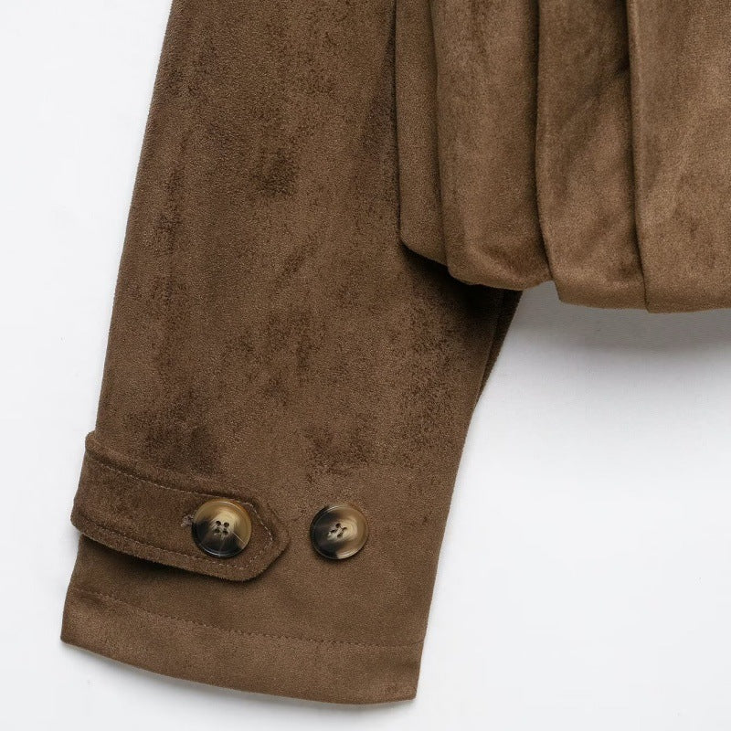 Autumn 2026 New Fashion Suede Cropped Jacket