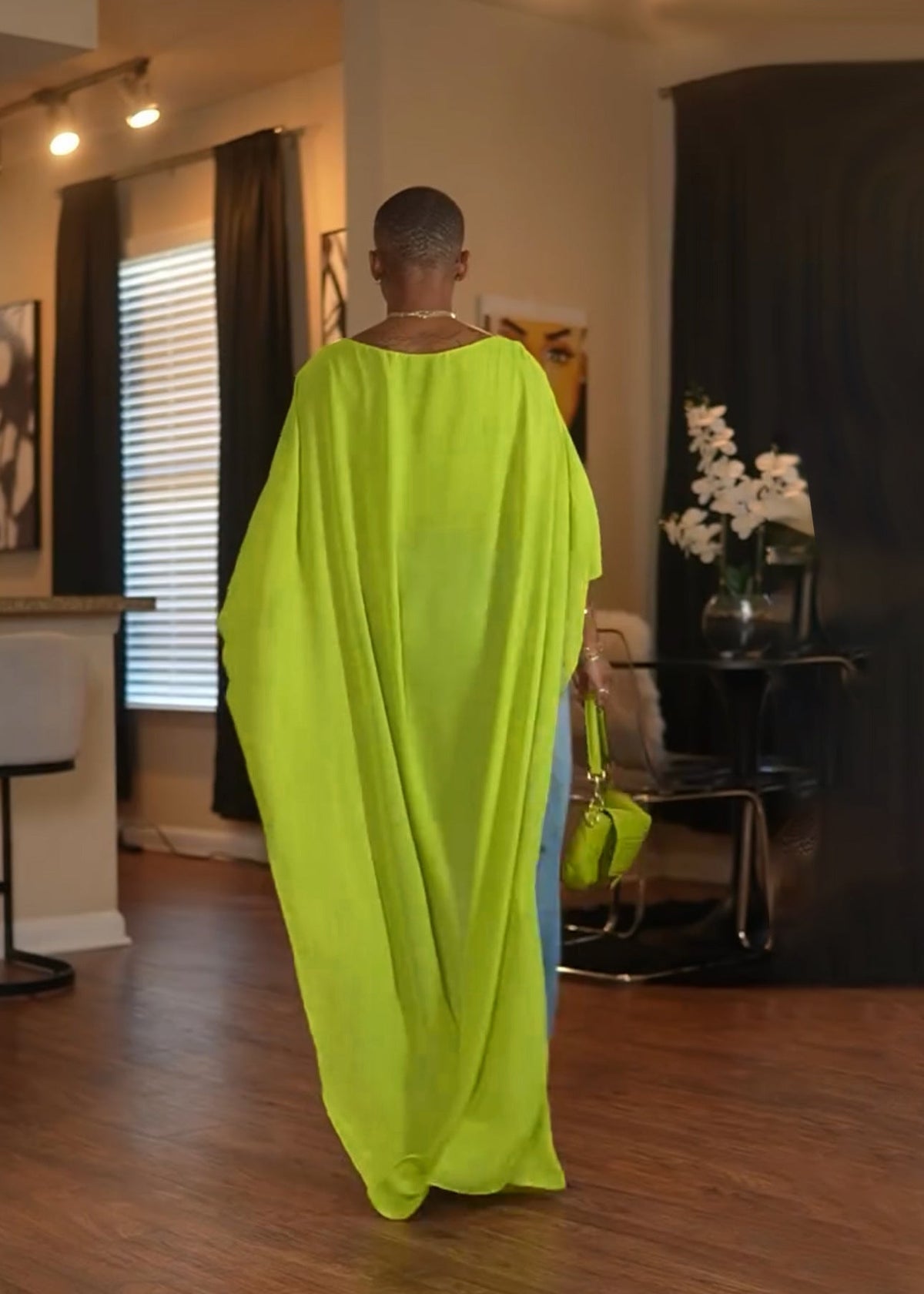 Mesh Batwing-Sleeve Cape