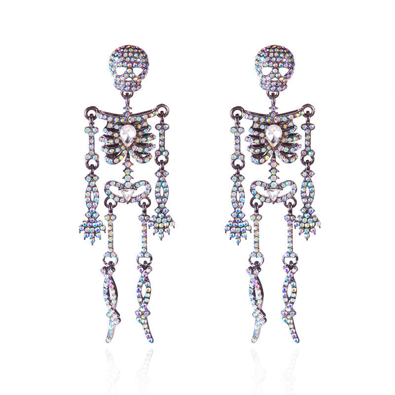 Halloween Series Rhinestone Skull Earrings