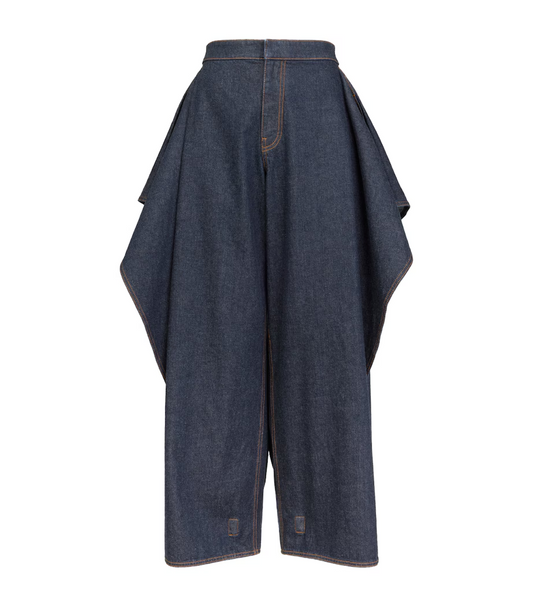 Draped Flap Oversized Wide‑Leg Denim Jeans