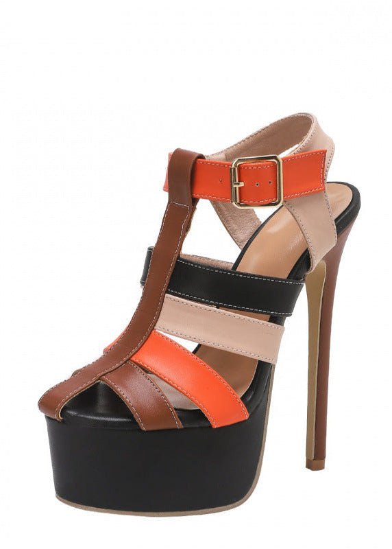 Open-toe Buckle High-heeled Sandals