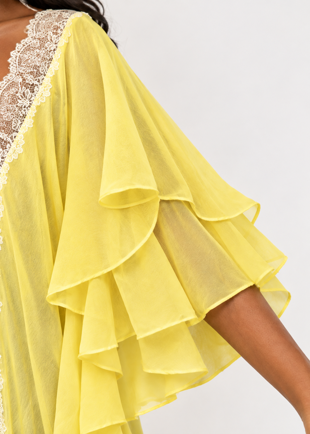 Long-sleeved Asymmetrical Lace-trimmed Shirt