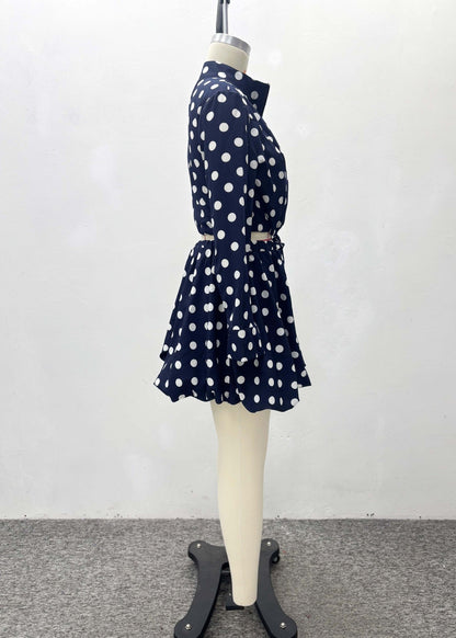 Navy Polka Dot Two-Piece Set