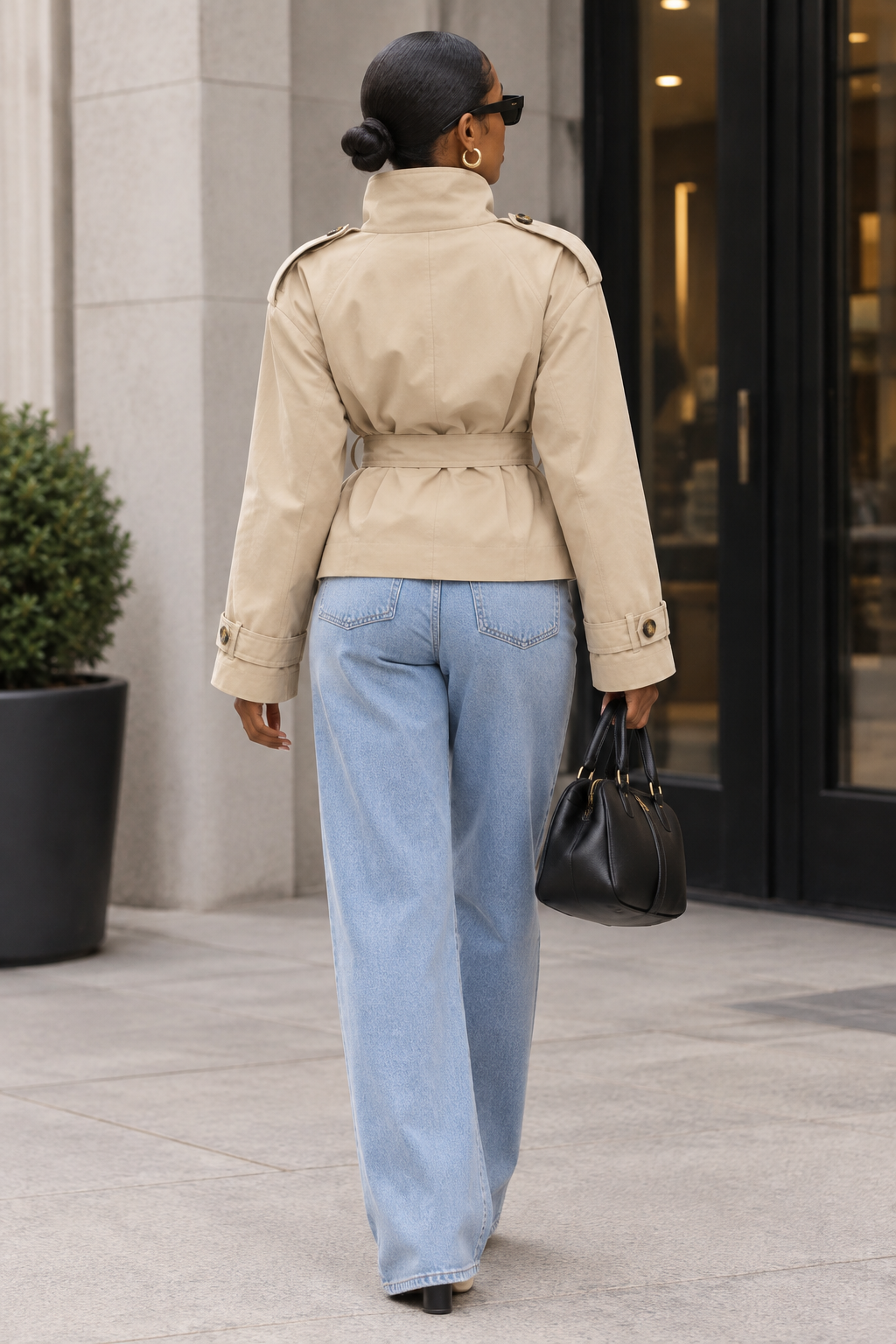 Stand Collar Double-Breasted Trench